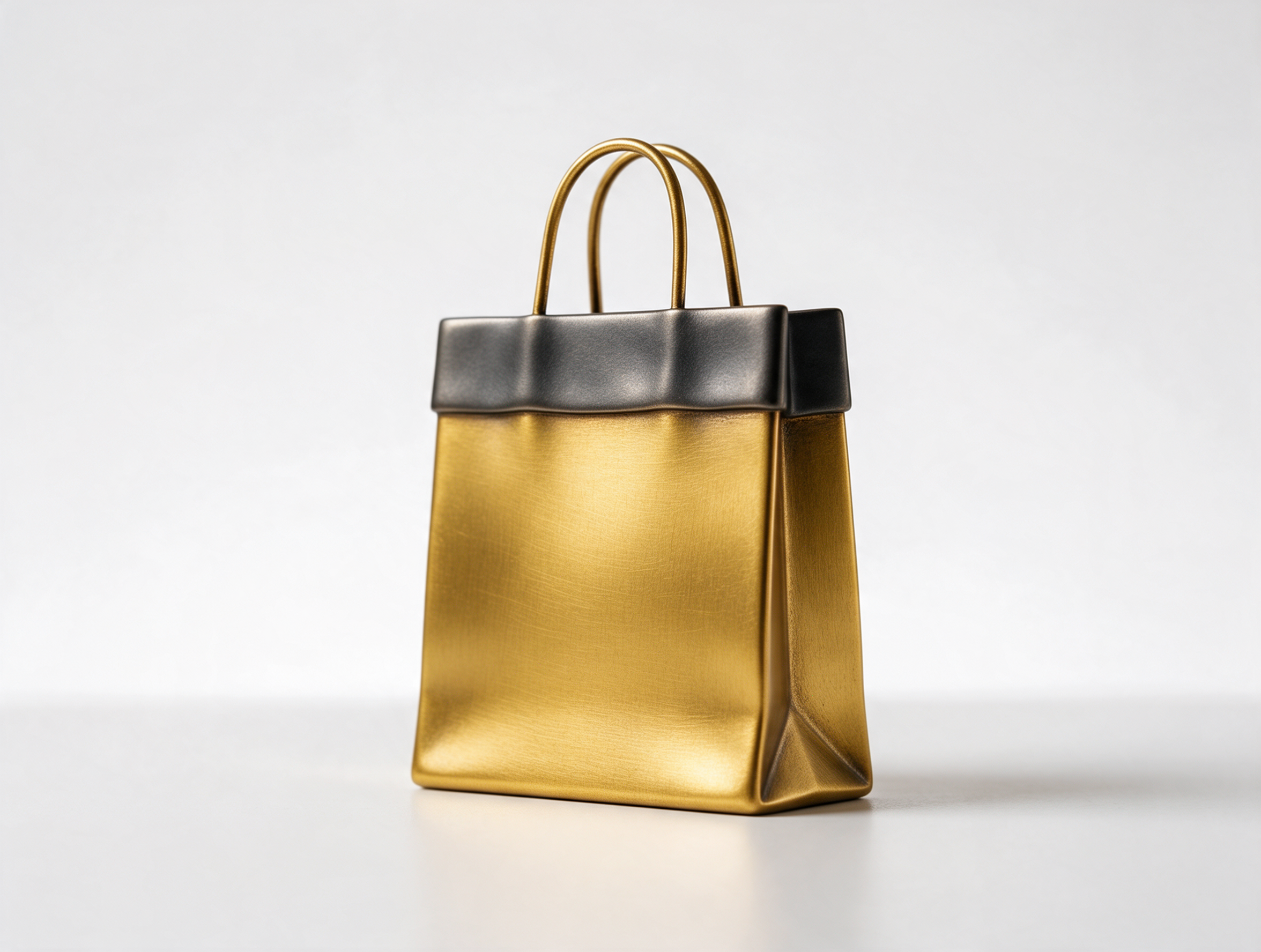 Sinnbild für E-Commerce: eine goldene Einkaufstasche